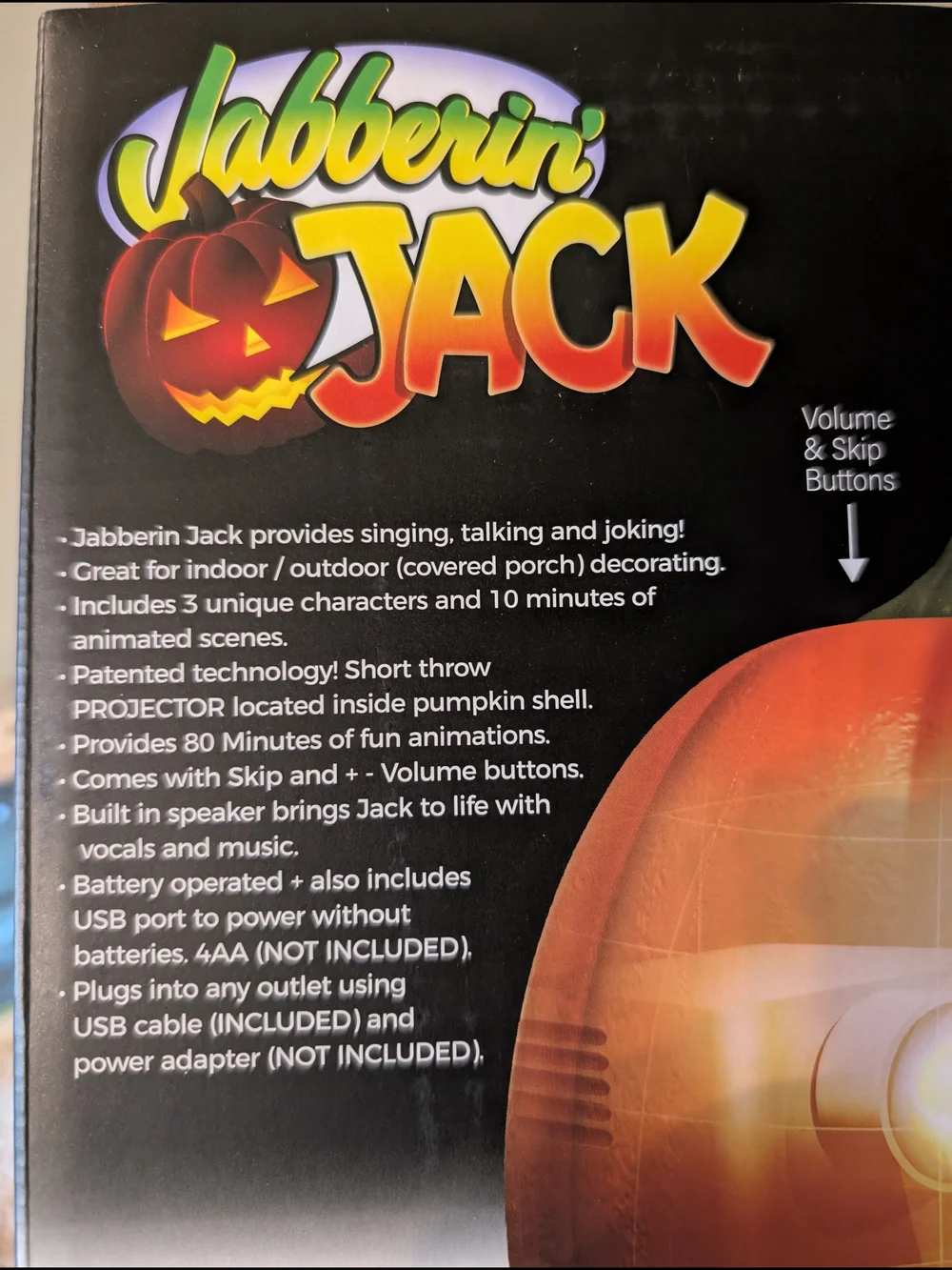 Jabberin' Jack Orange Animated Jack-O'-Lantern